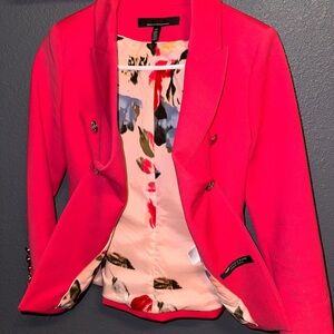 White House Black Market Pink Blazer with Floral Interior